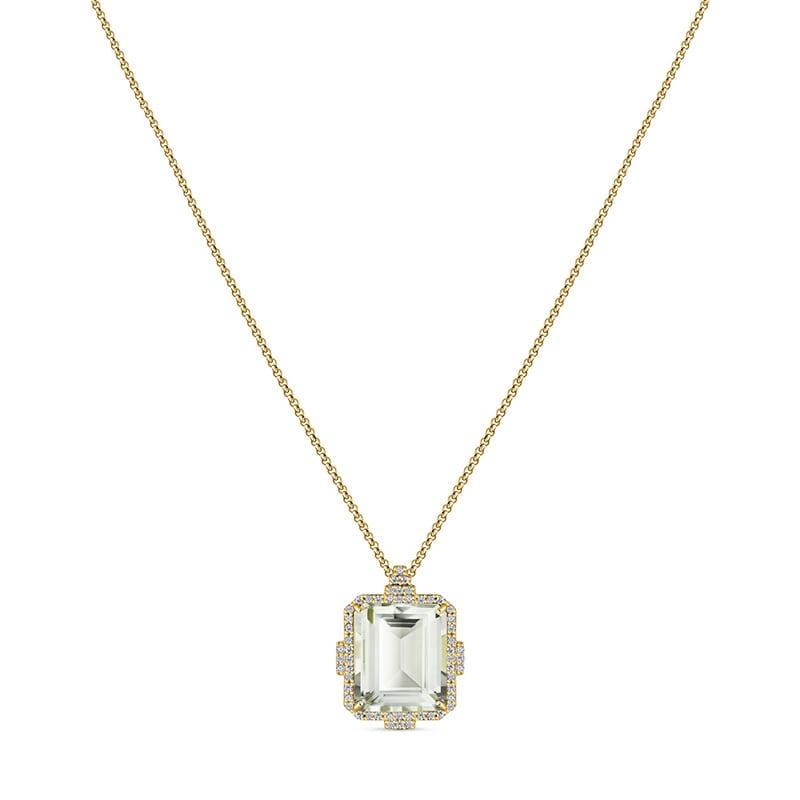 18k Yellow Gold-Vermeil Green Amethyst & White Topaz Necklace